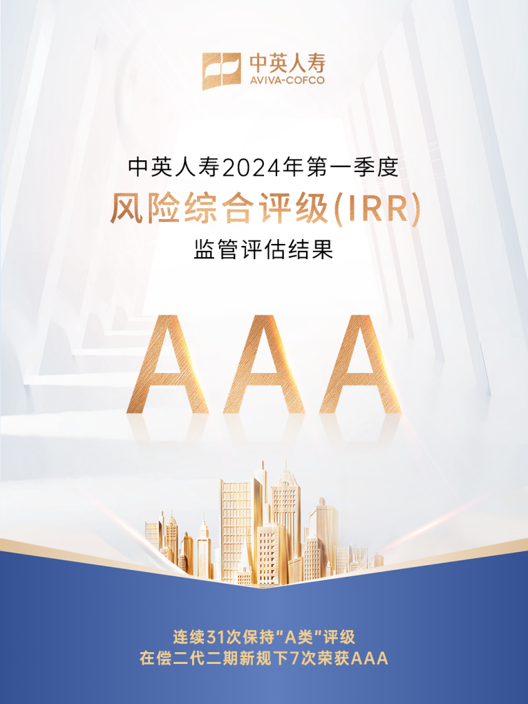 中英人寿凭借稳健经营七次获得“风险综合评级 AAA”殊荣