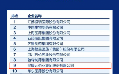 连续6年登榜中国化药企业TOP10 健康元创新赋能促发展提质