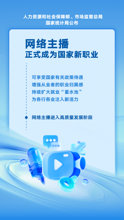 人社部增设网络主播等为国家新职业 直播产业正快速增长