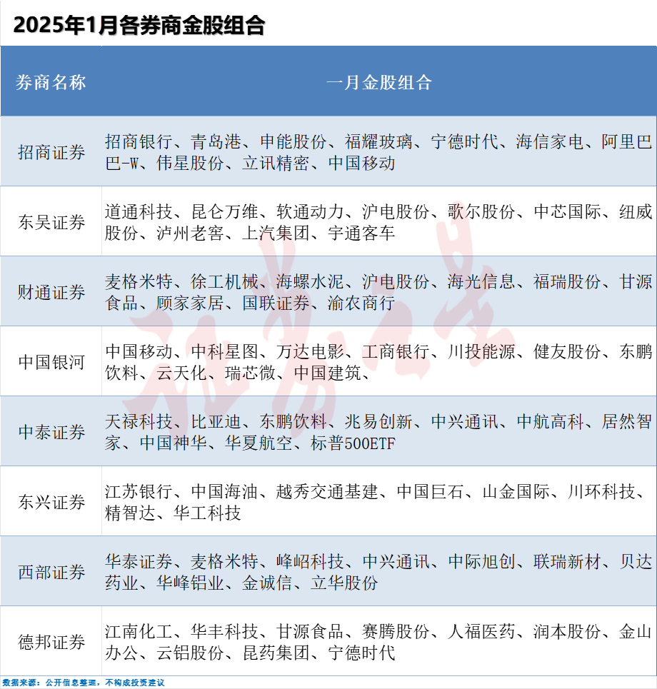 2025年券商首批“金股”出炉，机构看好哪些机会？